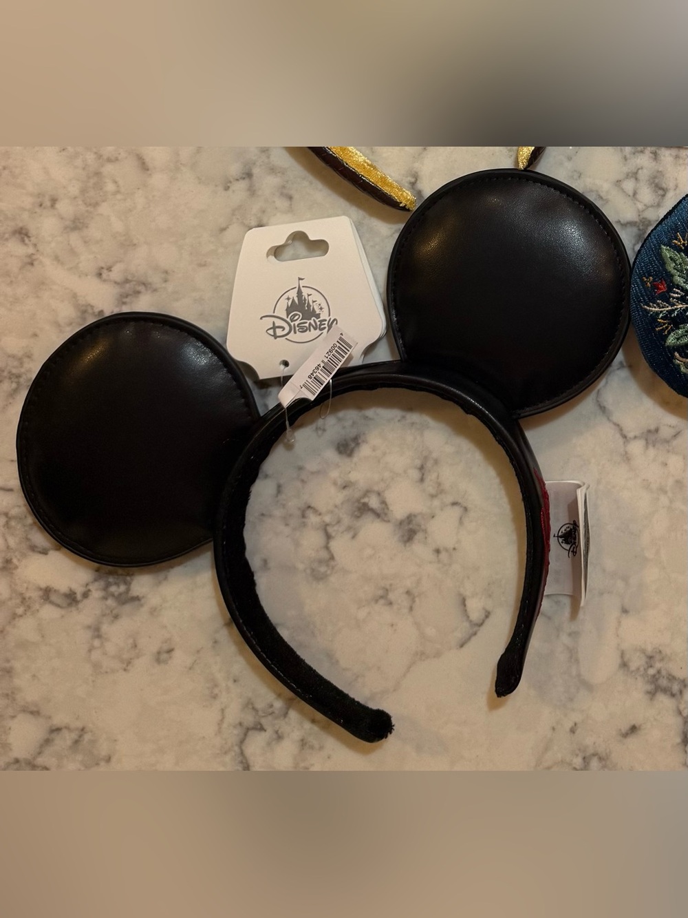 Disney Black Faux Leather Mickey Ear Headband